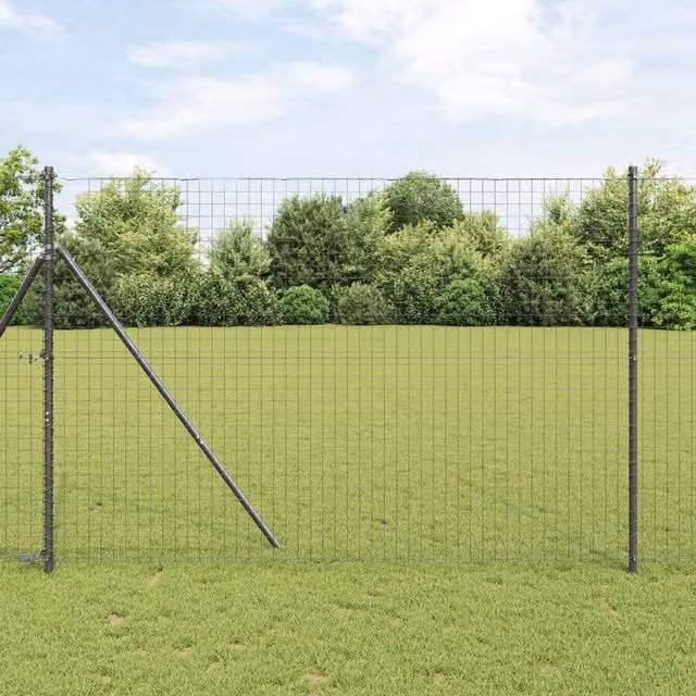 Berkfield Home Euro Fence Grey PVC-Coated Steel Fencing, H: 1.5 m x L: 10 m