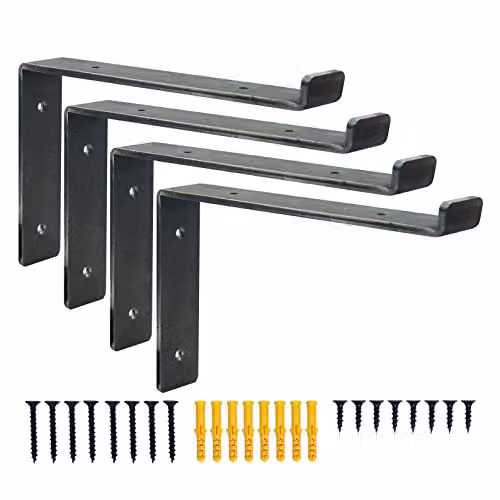 DT Ironcraft Set of 4 Heavy Duty Steel Scaffold Shelf Brackets, 225mm, Raw Steel – 1