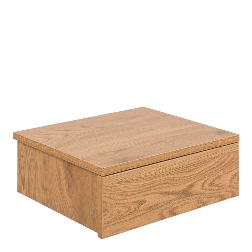 Wyld Haus Hereford Oak Wall Mounted Square Bedside Table with 1 Drawer in Natural – 2