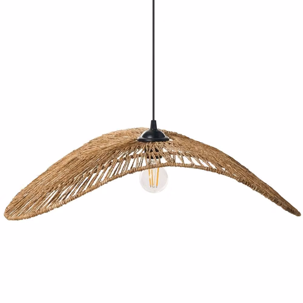 Wyld and Coco Natural Jute Asymmetrical Pendant Lamp in Brown and Beige – 2