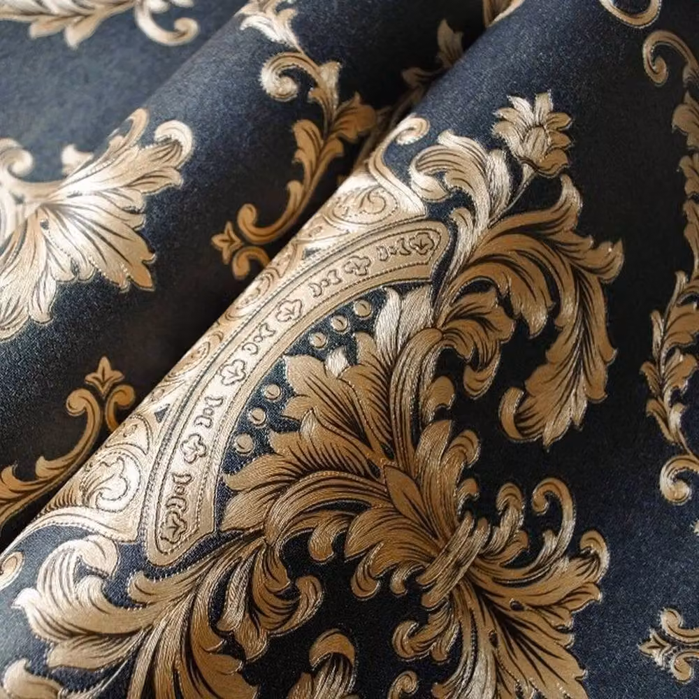 KORVIXA Gold Luxury Damask Embossed Vinyl Wallpaper Roll with Floral Abstract Design, 0.6 m2 – 4
