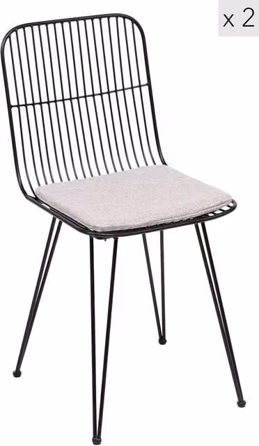 Nordlys Set of 2 Industrial Metal Dining Chairs in Grey and Black