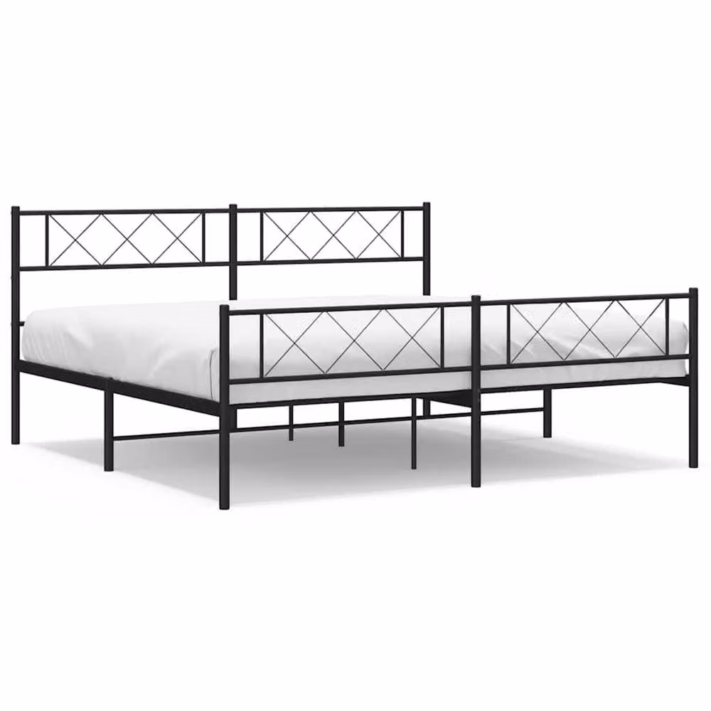 Berkfield Home Metal Bed Frame with Headboard and Footboard in Black W/D/H: 187 x 90 x 187 cm – 2