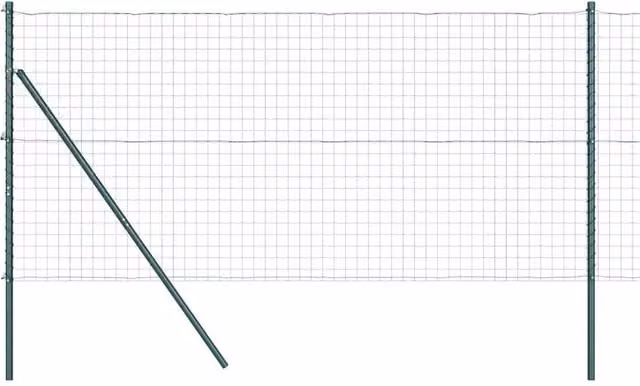 Berkfield Home Euro Fence with 7 Posts, Green Galvanised Steel, W: 10 m, H: 1.4 m – 1