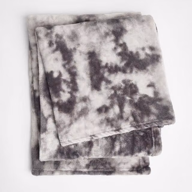 Dreamscene Tie Dye Ultra Soft Print Fleece Throw Blanket, Grey and Multicolour, W: 150 cm, L: 200 cm
