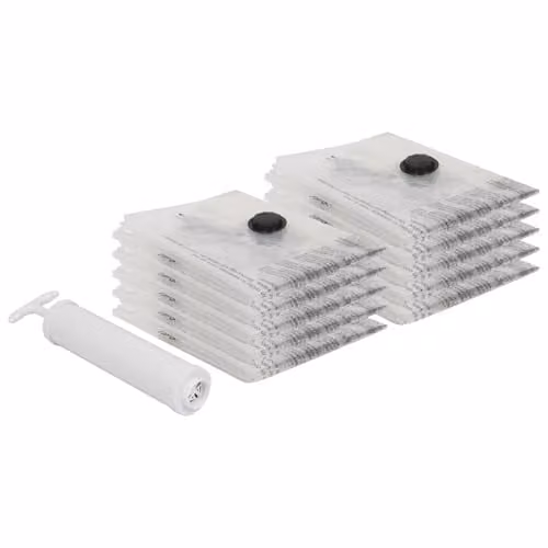 Harbour Housewares Vacuum Storage Bags with Hand Pump, White and Transparent, Pack of 10, W: 50 cm, D: 70 cm – 1