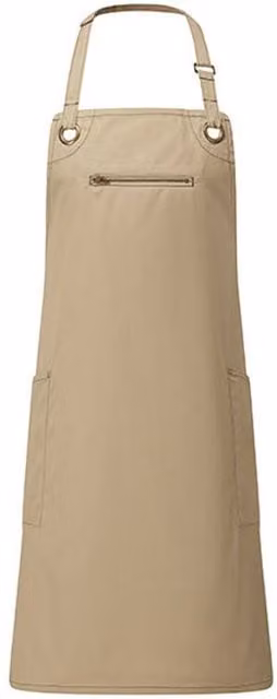 Premier Barley Contrast Stitch Bib Apron in Beige – 1