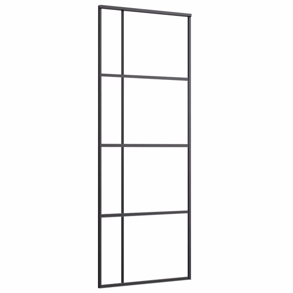 Berkfield Home Modern Sliding Glass and Aluminium Door, Black, W: 76 cm, H: 205 cm – 2