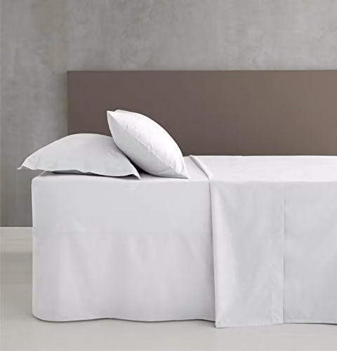 Catherine Lansfield Non-Iron Percale Cotton Blend King Flat Sheet, White, W: 180 cm x L: 200 cm – 2