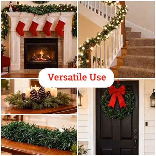Shatchi 2-Pack Alaskan Green Artificial Christmas Garland, 16m Total Length – 5