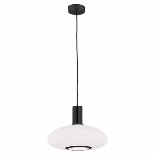 Argon Sagunto Plus 30cm Dome Pendant Ceiling Light with Black Structure and Opal Matt Glass