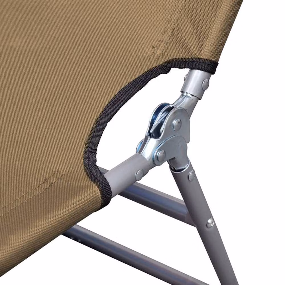 Berkfield Home Foldable Sunlounger with Adjustable Backrest and Headrest in Beige Textilene and Powder Coated Steel – 3