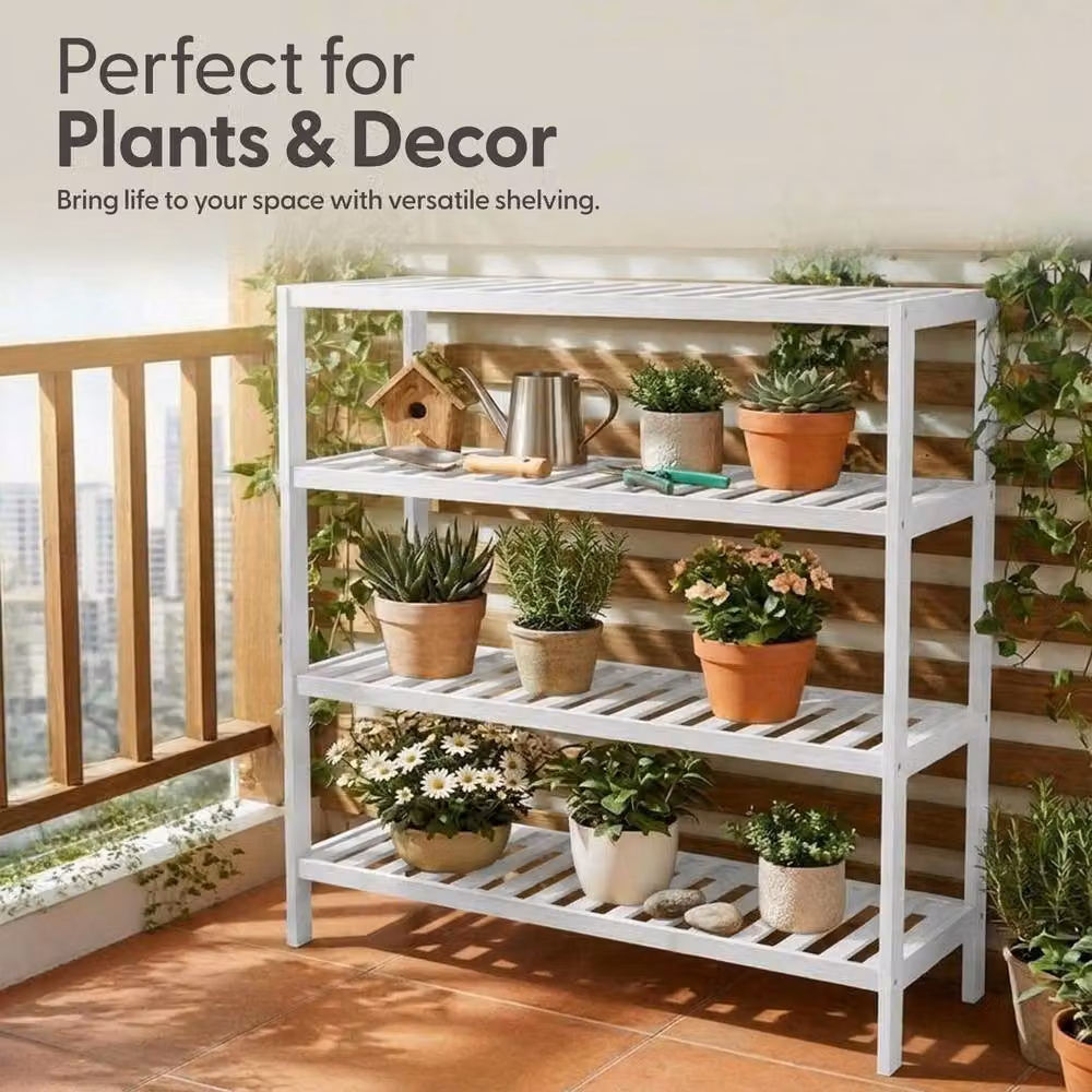 Keplin 4-Tier Bamboo Shoe Rack, White Wooden Shoe Organiser, W/D/H: 70 x 24.5 x 67 cm – 3