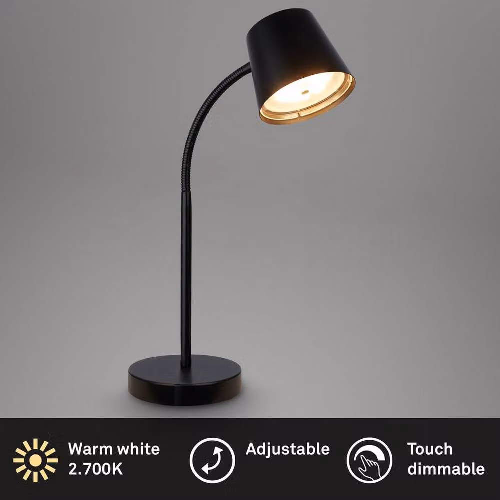 Briloner Black LED Rechargeable Table Lamp with Touch Control and Adjustable Gooseneck – 2