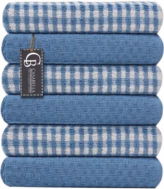 Casabella Blue Tea Towels, Pack of 6