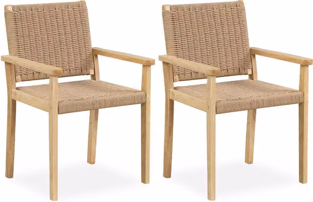 Costway Set of 2 Brown Wooden Scandinavian Outdoor Patio Dining and Leisure Chairs