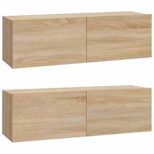 vidaXL Set of 2 Wall-Mounted TV Cabinets in Brown Wood Finish – 1