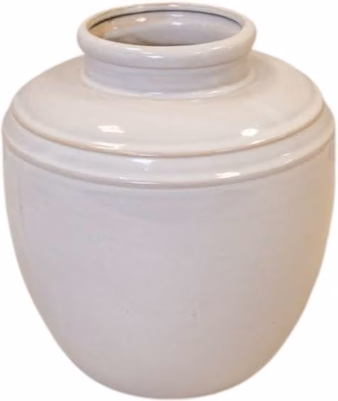 Four Candle Large Rustic Ceramic Tabletop Vase in Beige and White, H: 21.0 cm, W: 19.0 cm, D: 19.0 cm