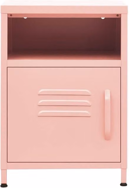Berkfield Home Set of 2 Pink Metal Nightstands, W/D/H: 35 x 35 x 51 cm