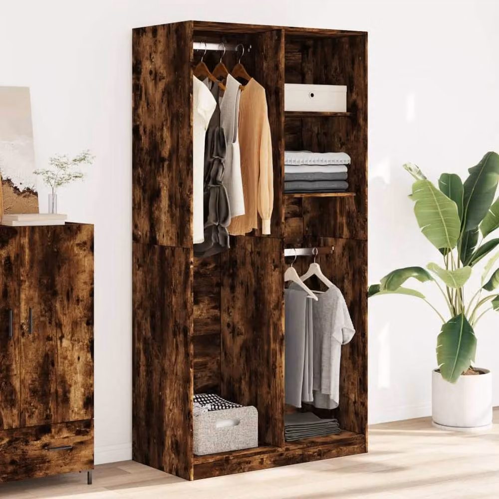 Berkfield Home Smoked Oak Wardrobe in Brown, W/D/H: 100 x 50 x 200 cm – 3