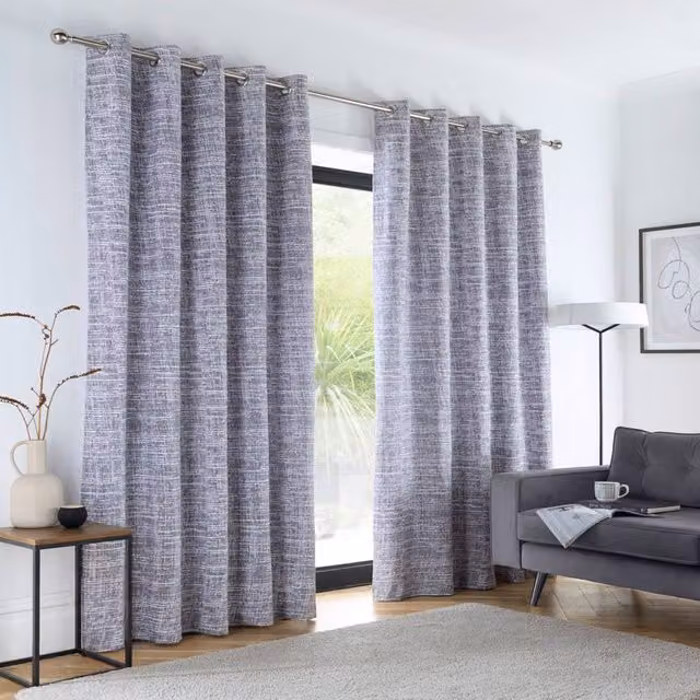 Portfolio Home Maine Geometric Abstract Fully Lined Eyelet Curtain Set, 2 Panel Pair in Grey, Width: 229 cm, Height: 229 cm – 1