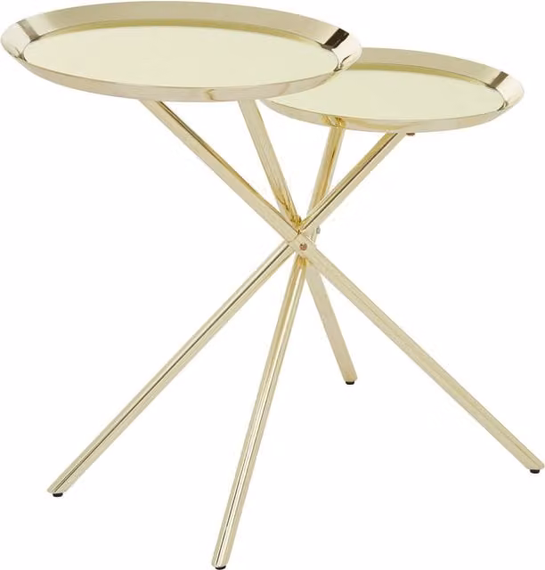Orsina Modern Side Table with Nested Glass Tops in Gold and Silver