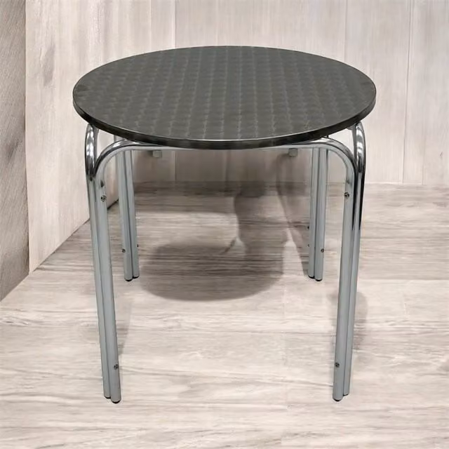 SPETLEK Round Stacking Aluminium Bistro Table in Silver