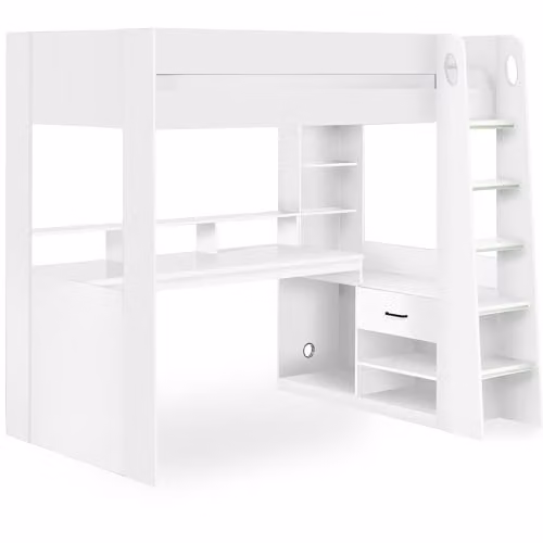 Julian Bowen Blaze White Wooden Single Highsleeper Bed with Stairs and Drawers W/D/H: 196.5 x 90 x 141 cm – 2