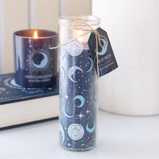 KDMK Blue Fig and Vanilla Scented Votive Candle in Blue Glass