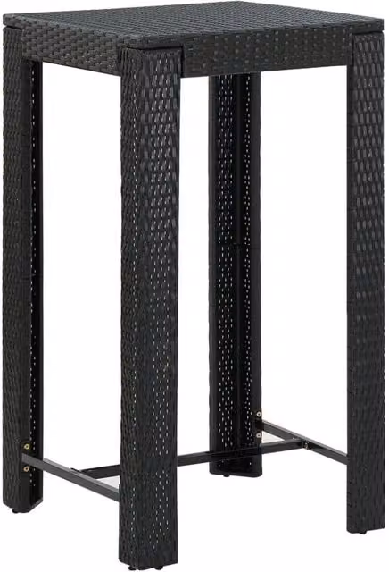 Berkfield Home Garden Bar Table in Black Poly Rattan, W/D/H: 60.5 x 60.5 x 110.5 cm