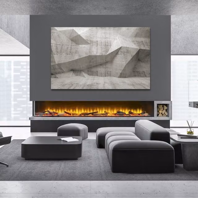 Acantha Aspire 200 Corner View Media Wall Electric Fire, Black