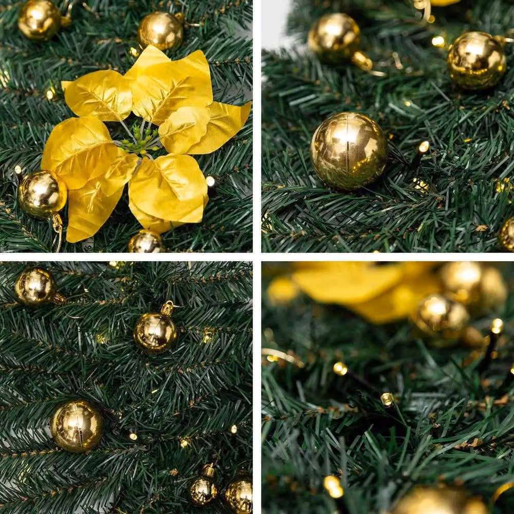 NESTLUNE Green Christmas Garland with Warm White Lights, W: 100 cm, D: 15 cm – 11