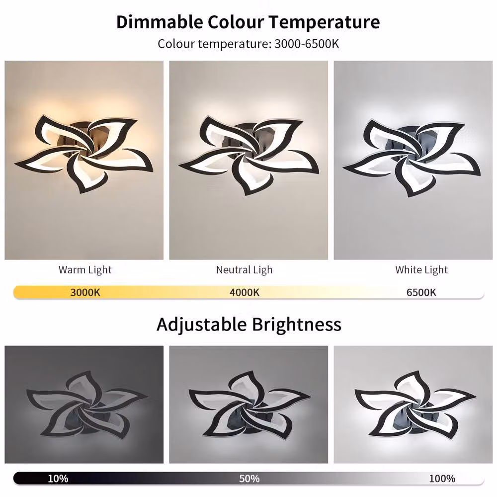 Pheashine White Round Petal LED Ceiling Light with Remote Control and Dimming Function, 40W, 4700LM, Diameter: 66 cm – 2