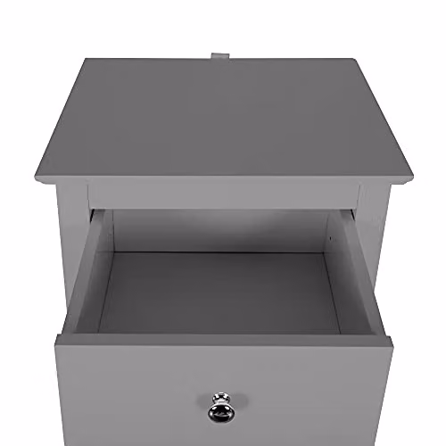 Teamson Home Grey Modern Freestanding Bathroom and Living Room Cabinet with Glass Doors and Internal Shelves H: 91.4 cm, W: 38.1 cm, D: 35.6 cm – 3