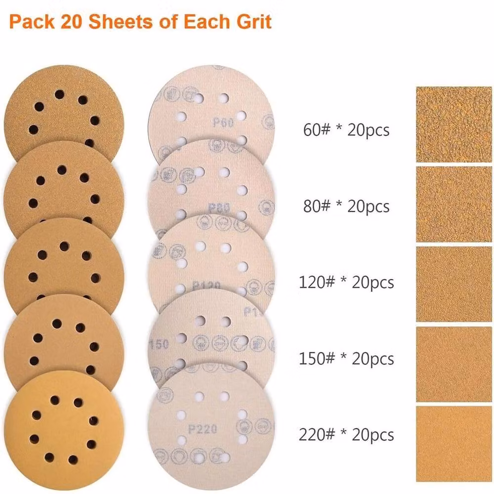 PAWNORA 100-Piece Brown Round Orbital Sander Sanding Discs – 2