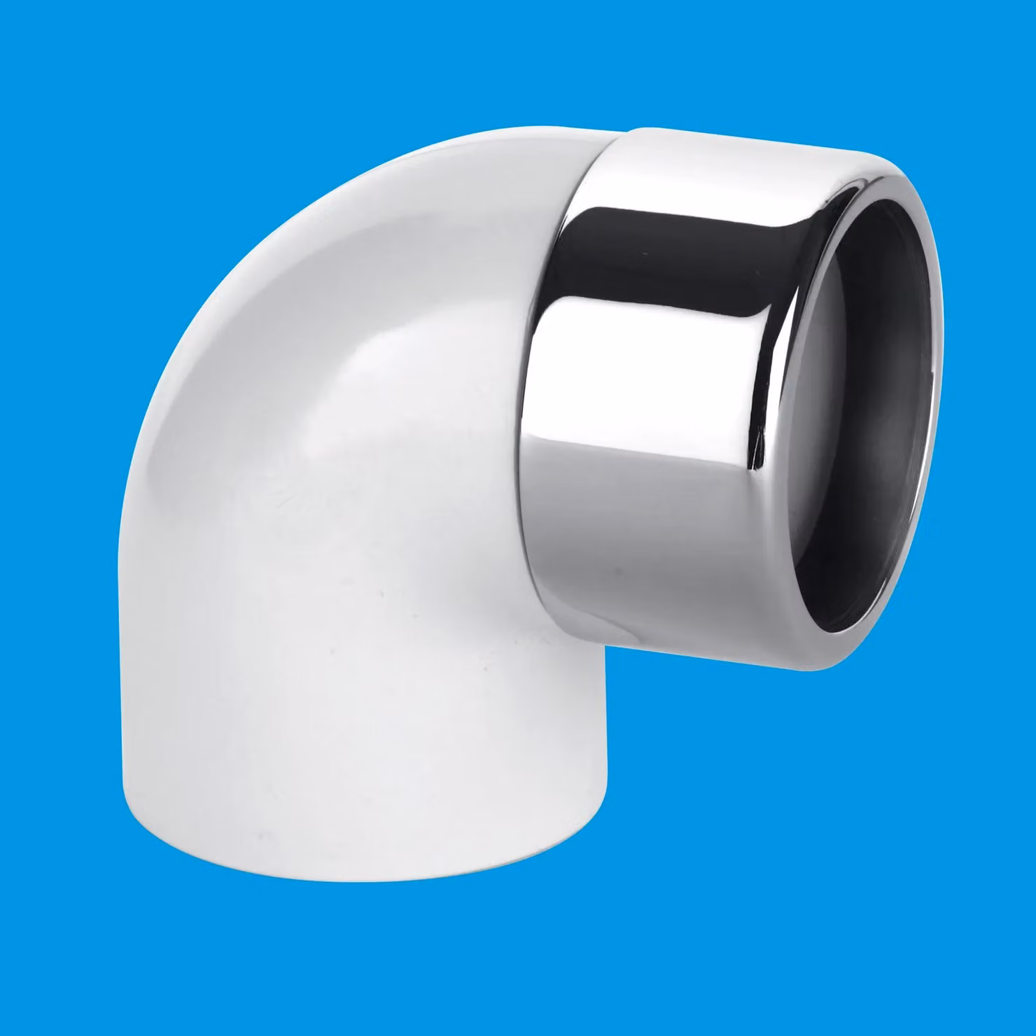 McAlpine 90 Degree Bend CP Brass with ABS Connector, White, 1.25 inch – 3