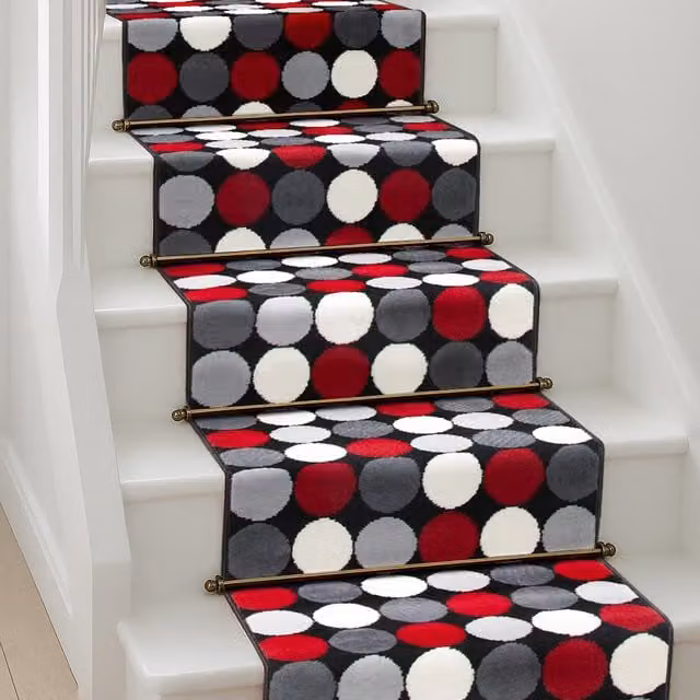 Bravich Spot Print Hallway Runner in Black and Multicolour