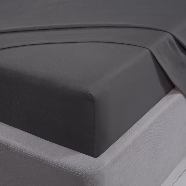Smart Living Super King 100% Brushed Cotton Flannelette Luxury Fitted Sheet in Charcoal, Depth: 35 cm