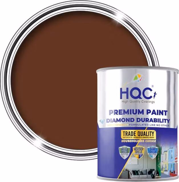 HQC PAINTS Kitchen and Bathroom Satin Gloss Paint in Leaf Brown, 1 l