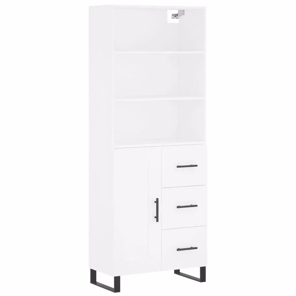 Berkfield Home Modern White Highboard with Hinged Doors and Internal Shelves, W/D/H: 69.5 x 34 x 180 cm – 2