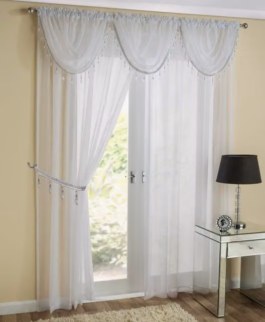 Terrys White Plain Transparent Fabric Panel Voile Curtain
