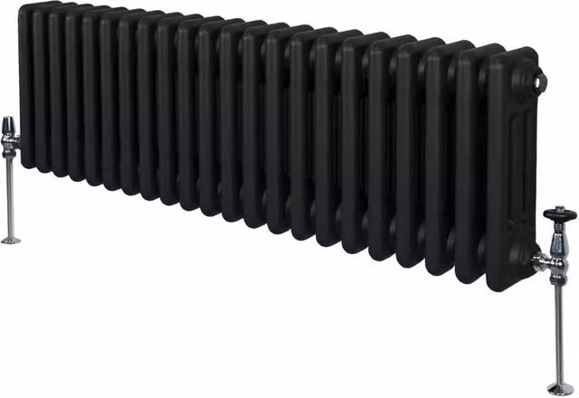 Monstershop Traditional 3 Column Steel Radiator in Black, H: 101.2 cm, W: 30 cm, D: 10 cm