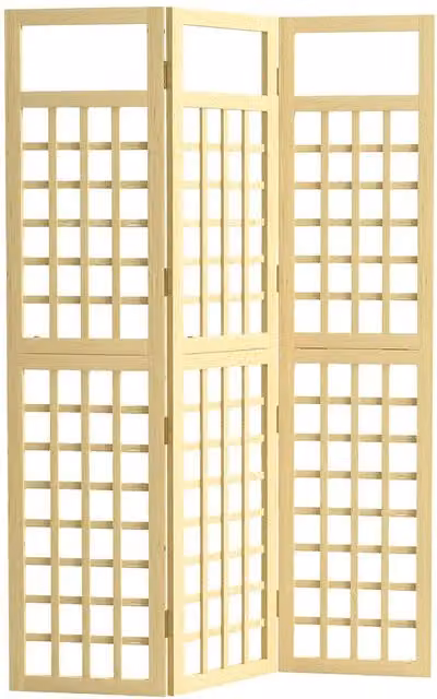 Outsunny 3-Panel Wooden Garden Privacy Screen Paravent in Brown and Beige, H 170 x W 120 x D 3 cm – 1