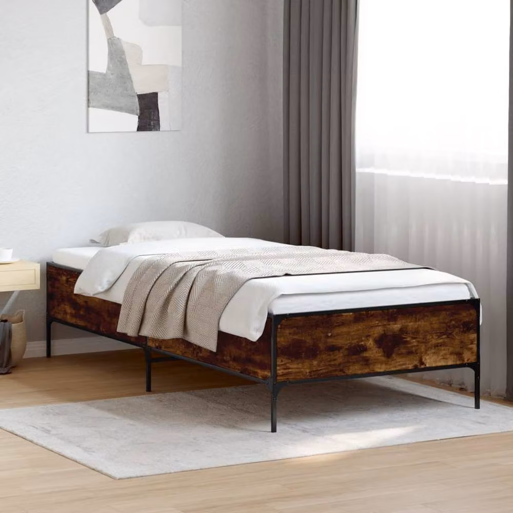 Berkfield Home Smoked Oak Small Single Bed Frame in Brown, W: 75 cm, L: 190 cm – 2