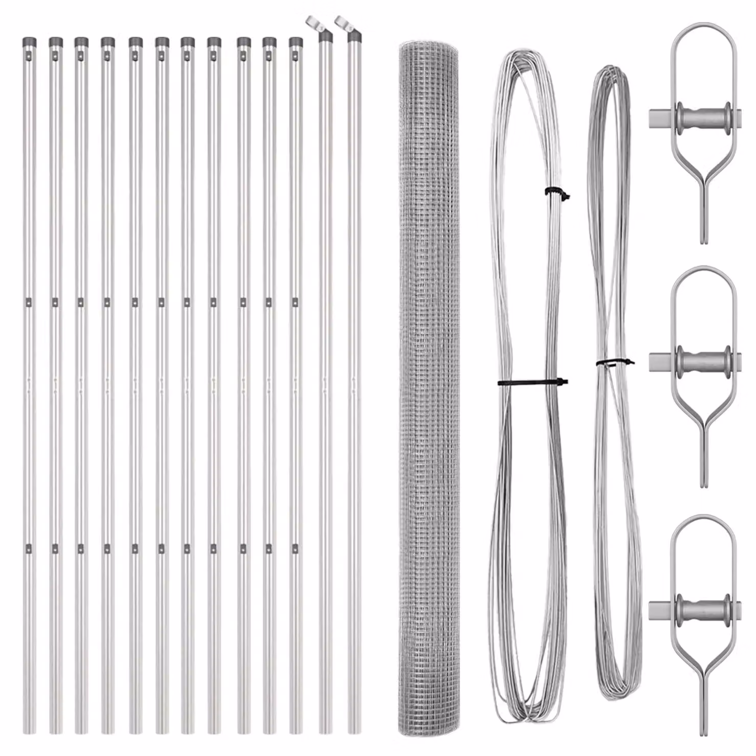 Berkfield Home Single-Bar Welded Wire Fence with 13 Posts, Galvanised Steel, Silver, W: 1.5 m, L: 50 m – 2