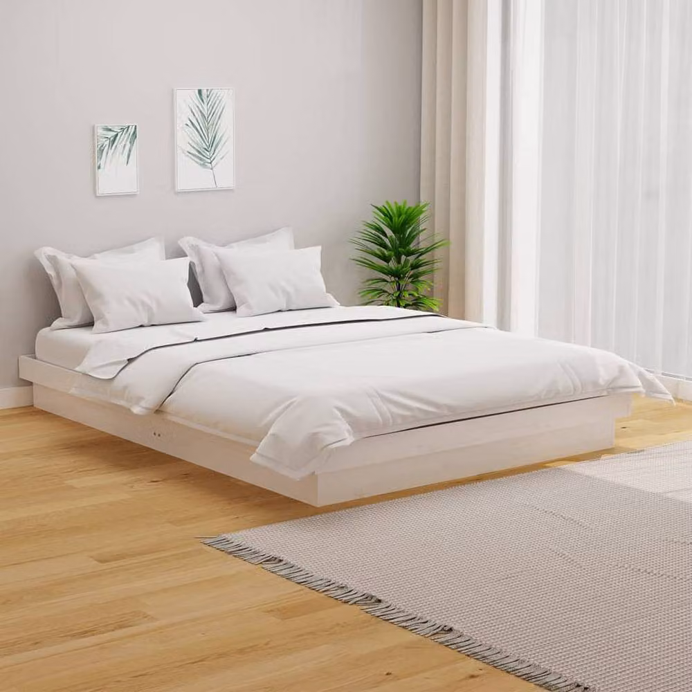 Berkfield Home White Solid Pine Wood Bed Frame W/D/H: 140 x 200 cm – 2