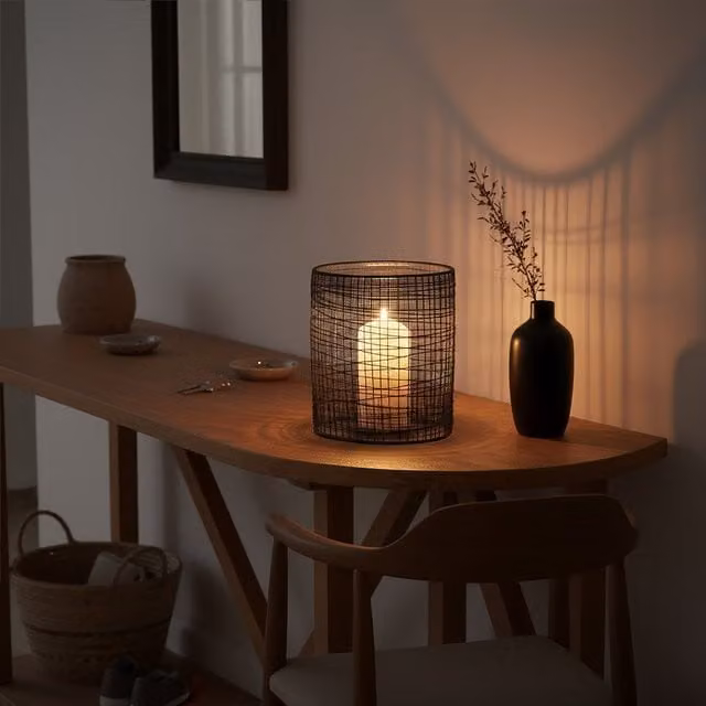 Orsina Cylindrical Black Lantern with Transparent Glass Shade for Indoor and Outdoor Decor – 1