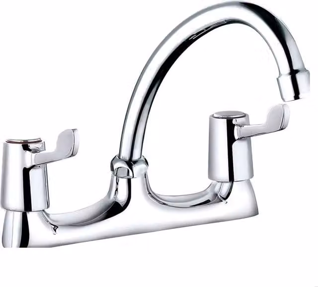 Balterley Dual Handle Lever Deck Mounted Sink Mixer Tap in Chrome with Swivel Spout