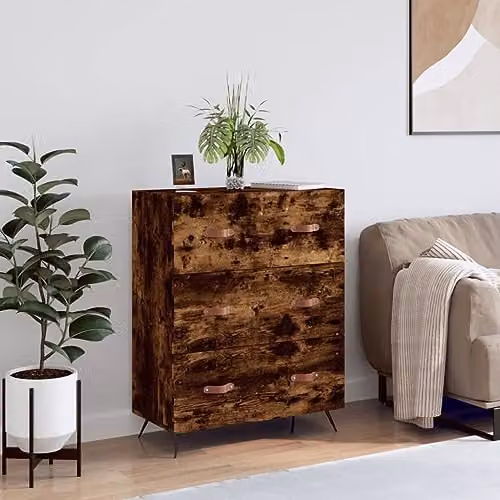 vidaXL Modern Smoked Oak Chest of Drawers and Storage Sideboard for Living Room or Home Office – 2