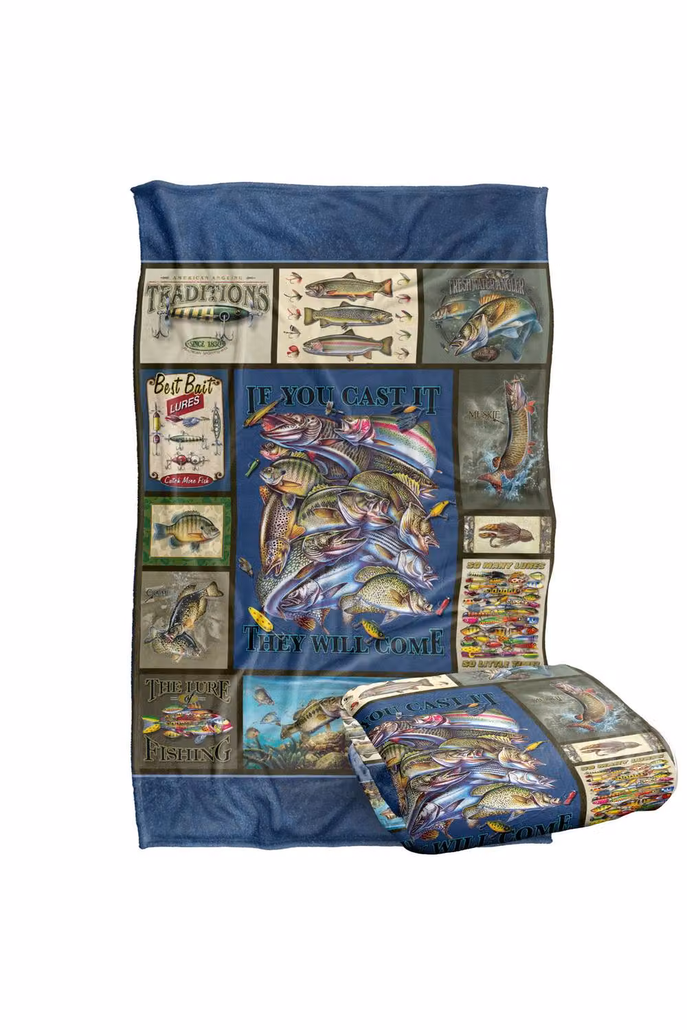 JQ Licensing Fishing Silky Touch Super Soft Fleece Throw Blanket, Blue Multicolour, W: 91 cm, D: 147 cm – 4
